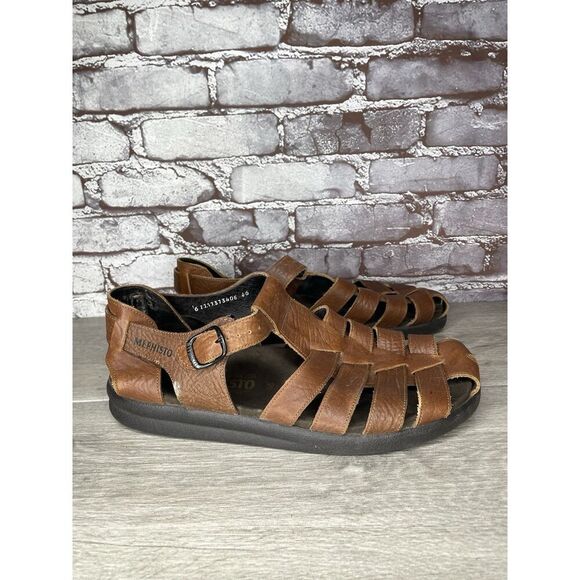 MEPHISTO 4x Shock Brown Leather Fisherman Casual Strap Sandals Men’s 46EU/13M US main image 13